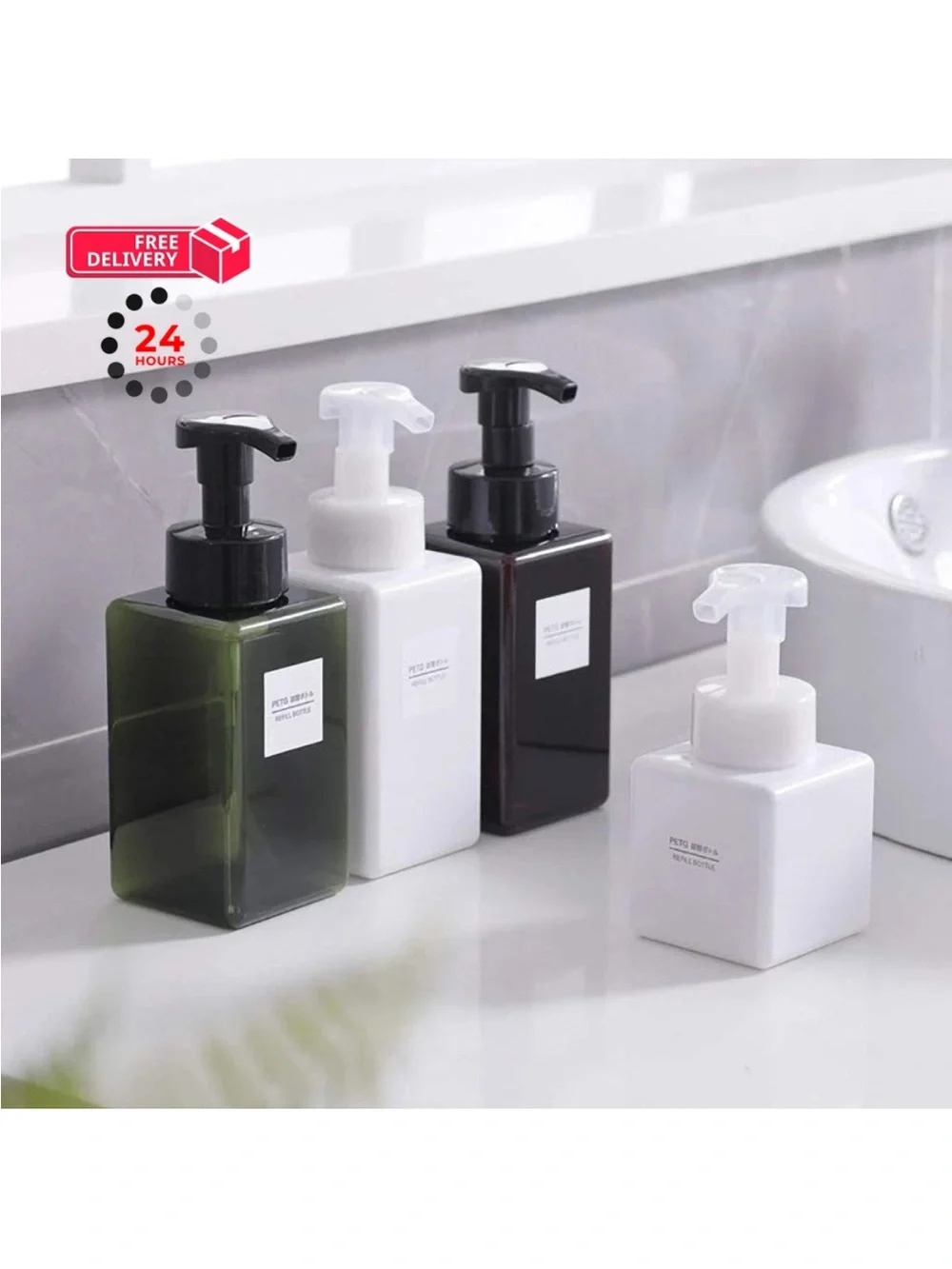 New UUJOLY Set of 2 Green Square Foaming Soap Dispensers